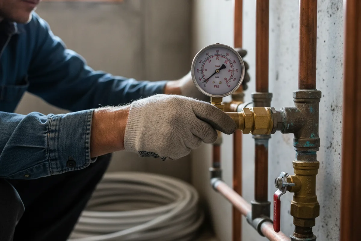 Pressure testing a repaired line during Water Line Repair in Mc David